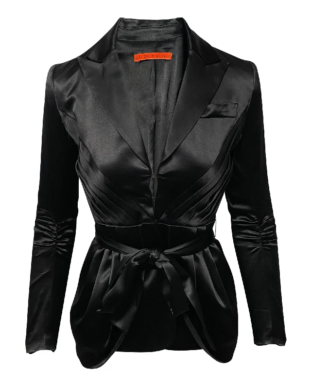 Alice + Olivia Blazer Jacket in Black Silk