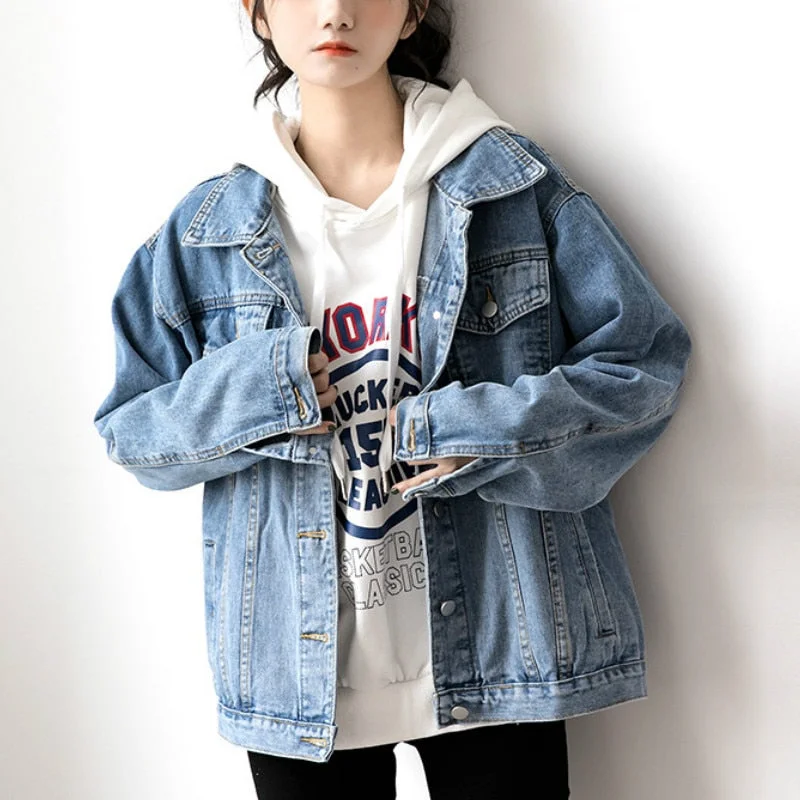 DressBetty - Denim Oversize Turn-down Collar Jacket