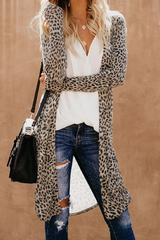 Leopard Print Long Cardigan