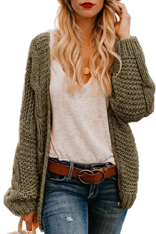 Olive Chunky Wide Long Sleeve Knit Cardigan