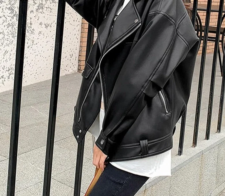 Women Leather Jacket | White Leather Jacket | Biker Jackets For Women | Black Leather Jacket | Women Motorcycle Jacket | Korean Style Jacket