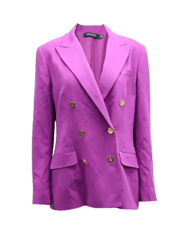 Lauren Ralph Lauren Double Breasted Blazer in Purple Polyester