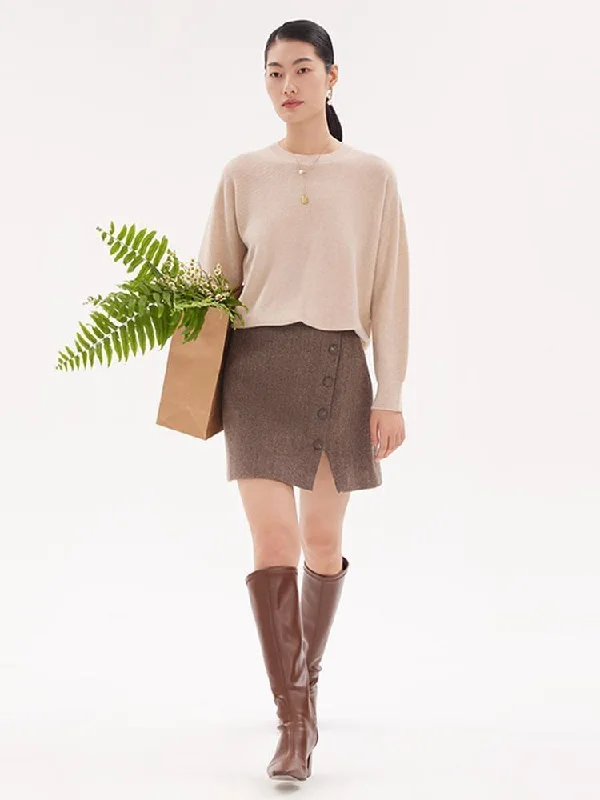 Light Camel Cashmere Seamless Women Sweater