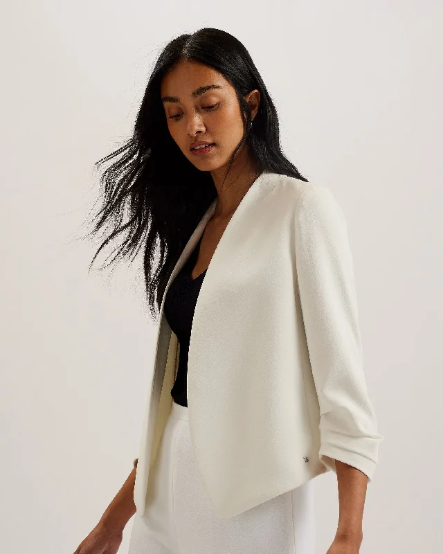 Lillias Collarless Jacket With 3/4 Sleeve Ivory