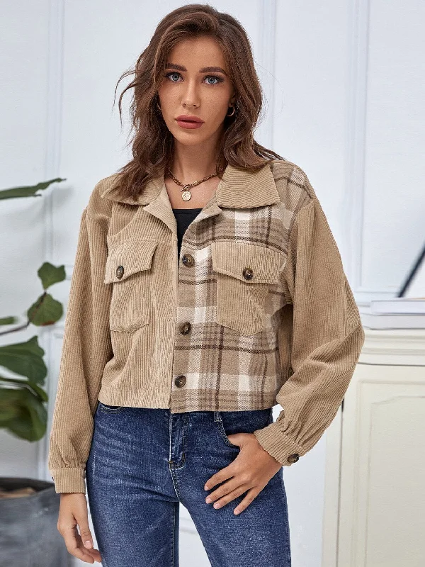 DressBetty - Splicing Lattice Corduroy Jacket