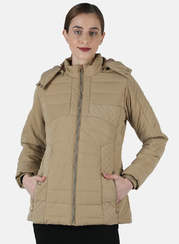 Women Beige Solid Jacket