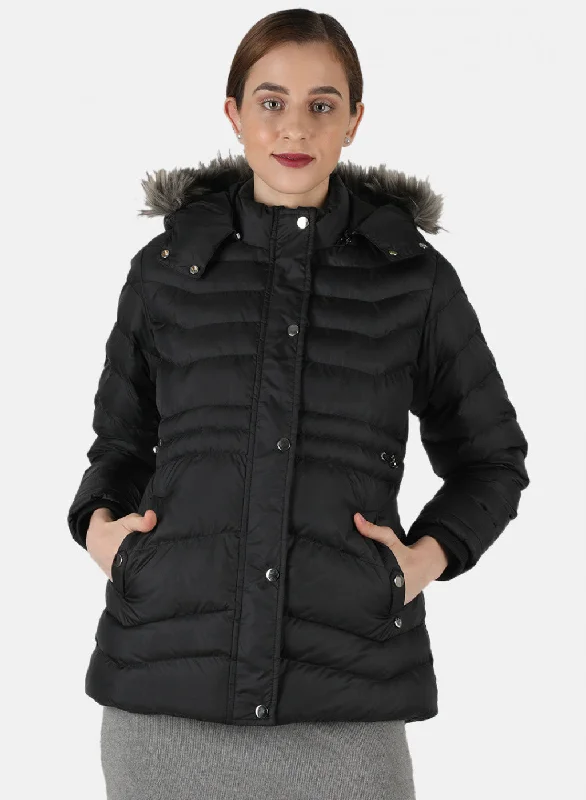 Women Black Solid Jacket