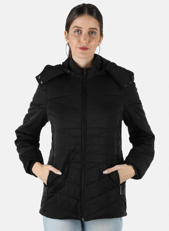 Women Black Solid Jacket