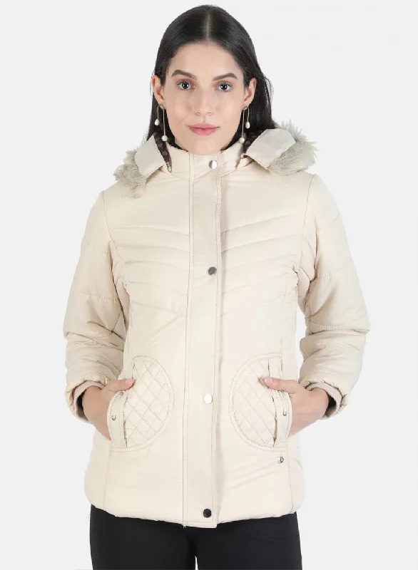 Women Cream Solid Jacket