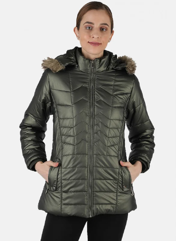 Women Green Solid Jacket