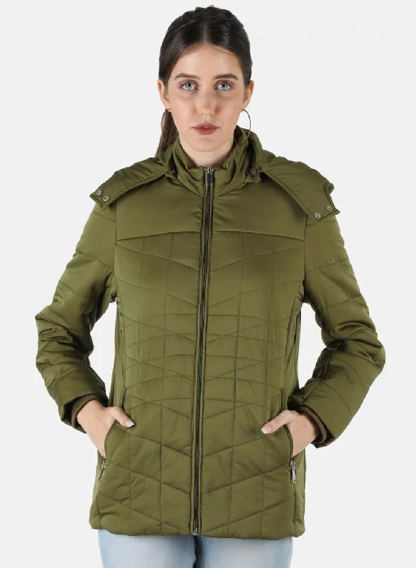 Women Green Solid Jacket