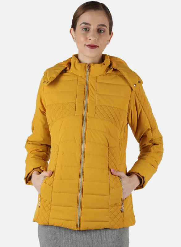 Women Mustard Solid Jacket