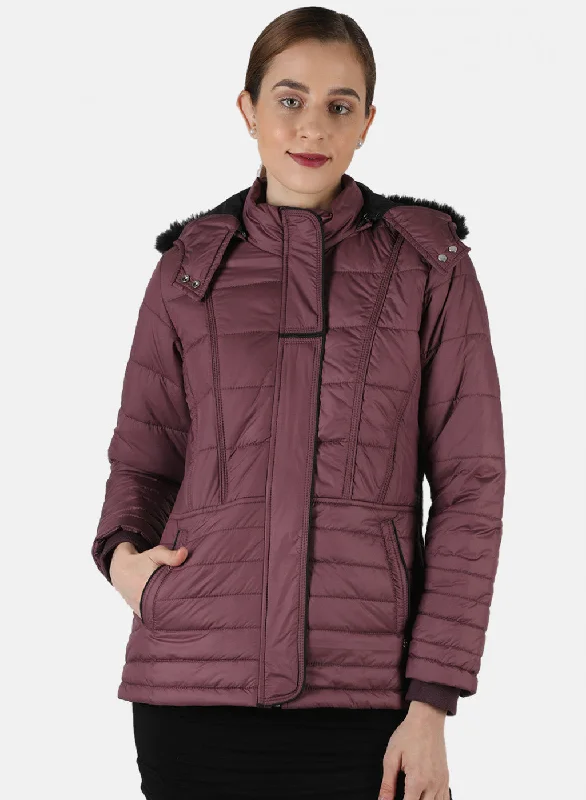 Women Purple Solid Jacket