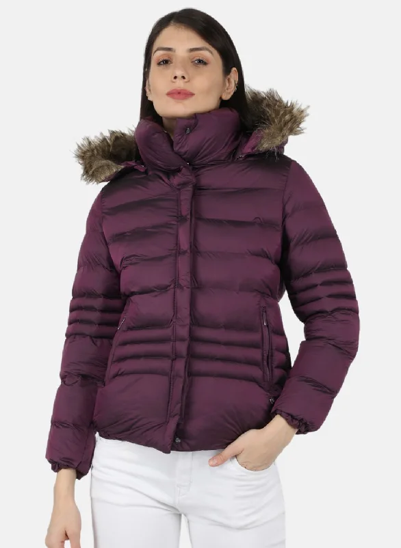 Women Purple Solid Jacket