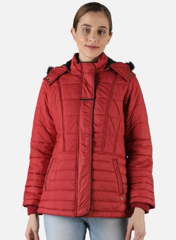 Women Red Solid Jacket