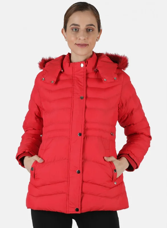 Women Red Solid Jacket