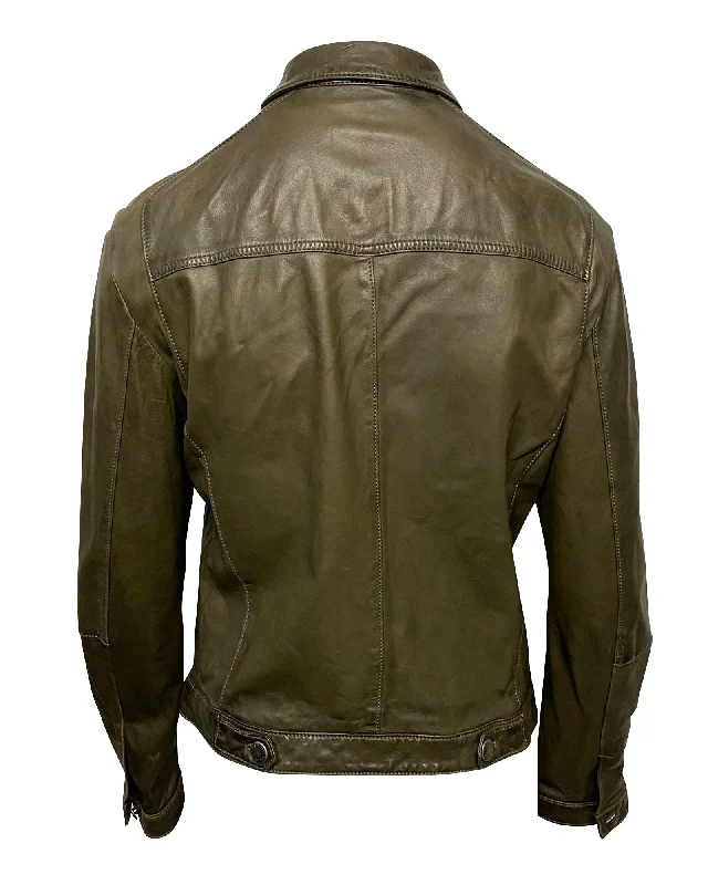 Neil Barrett Jacket in Khaki Leather