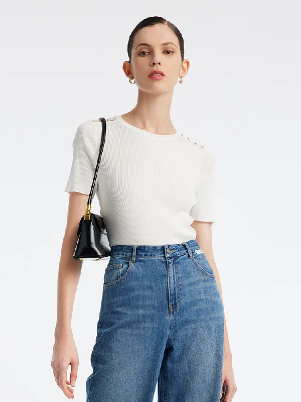 White Acetate Basic Women Knit Top