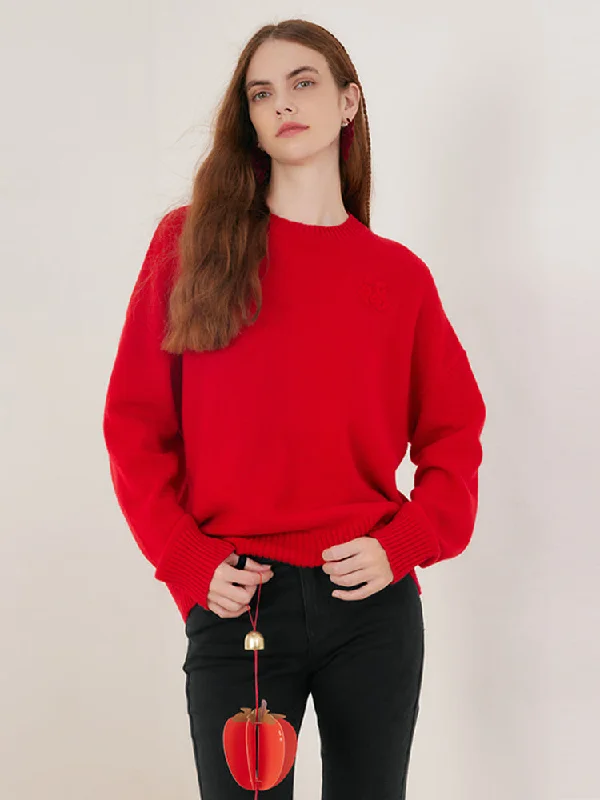 China Red Oversized Woolen Sweater