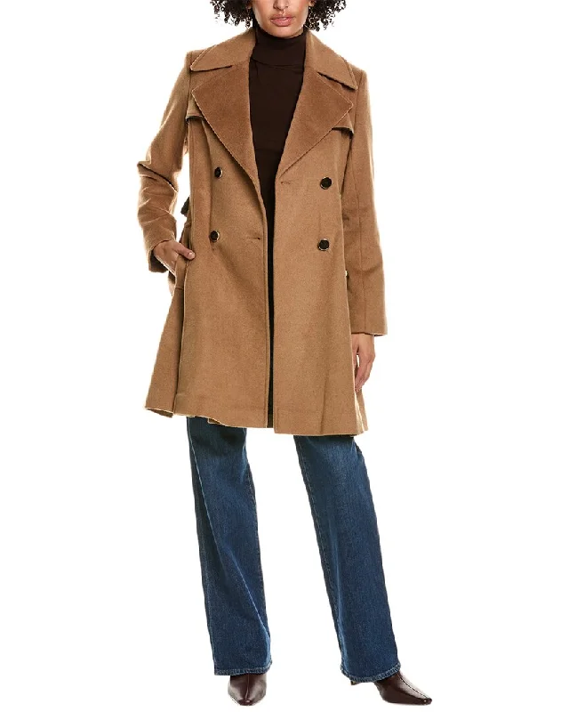 Via Spiga Pleated Wool-Blend Coat