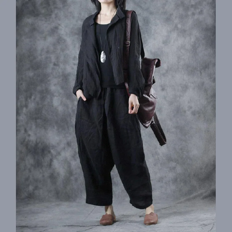 Women asymmetric linen outwear For Women Tutorials black stand collar coats fall