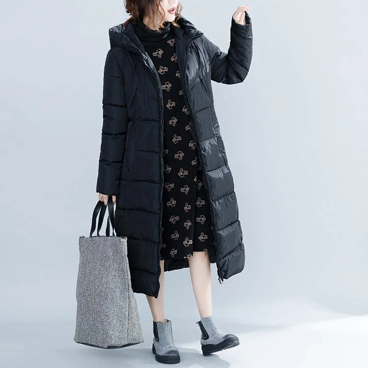 women black trendy plus size hooded quilted coat women pockets zippered cotton coats