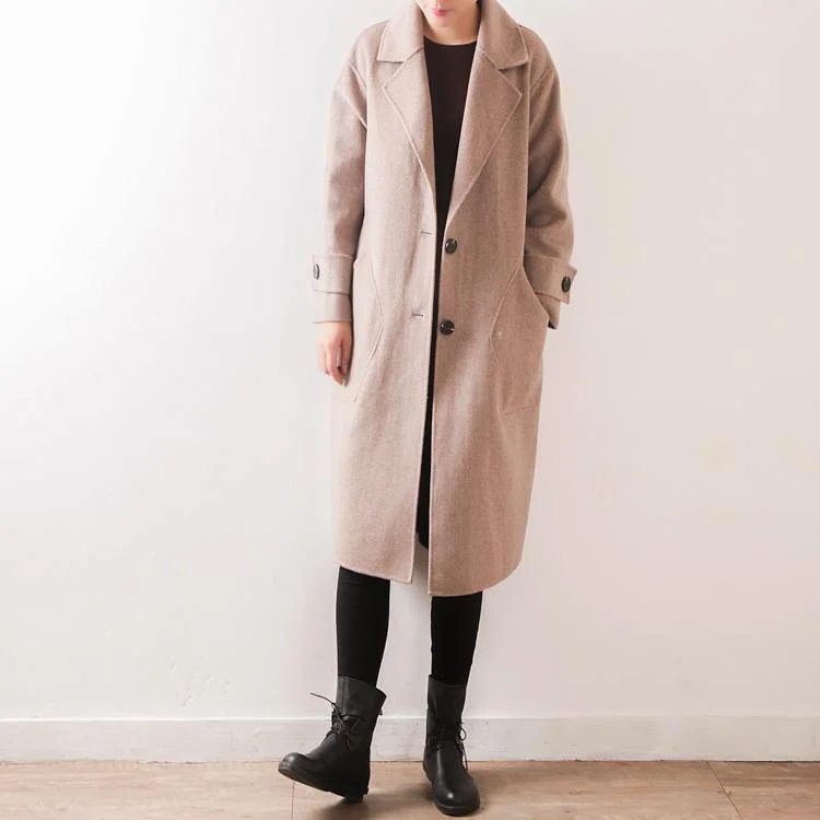 women nude Woolen Coat plus size clothing mid-length coats fall woolen outwear lapel collar