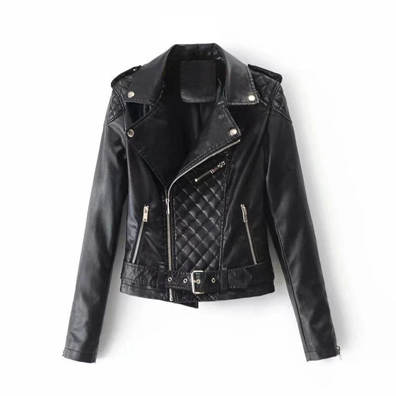 Women PU Faux Leather Jacket Ladies Chic