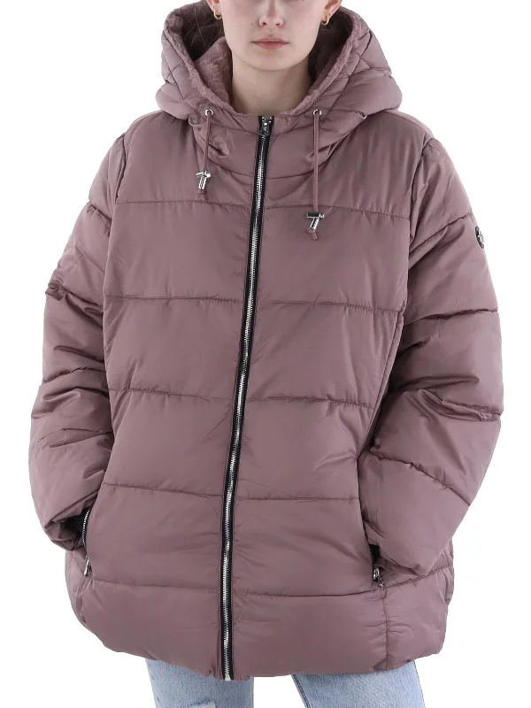 Womens Insulated Faux Fur Lined Puffer Jacket