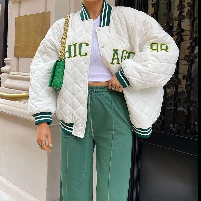 DressBetty - Y2k Green Print Fashion Baseball Jacket