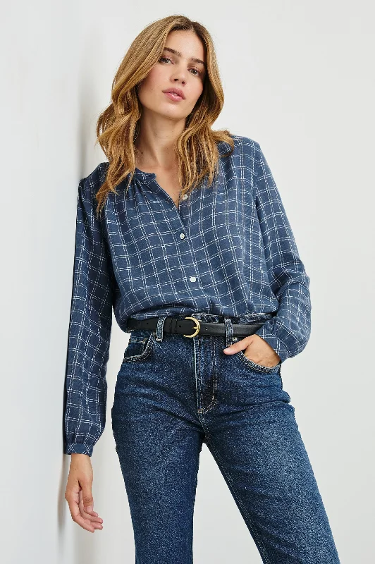 ELOISE SHIRT - INDIGO IVORY PLAID