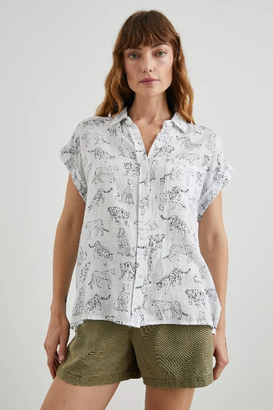 WHITNEY SHIRT - IVORY JUNGLE CATS