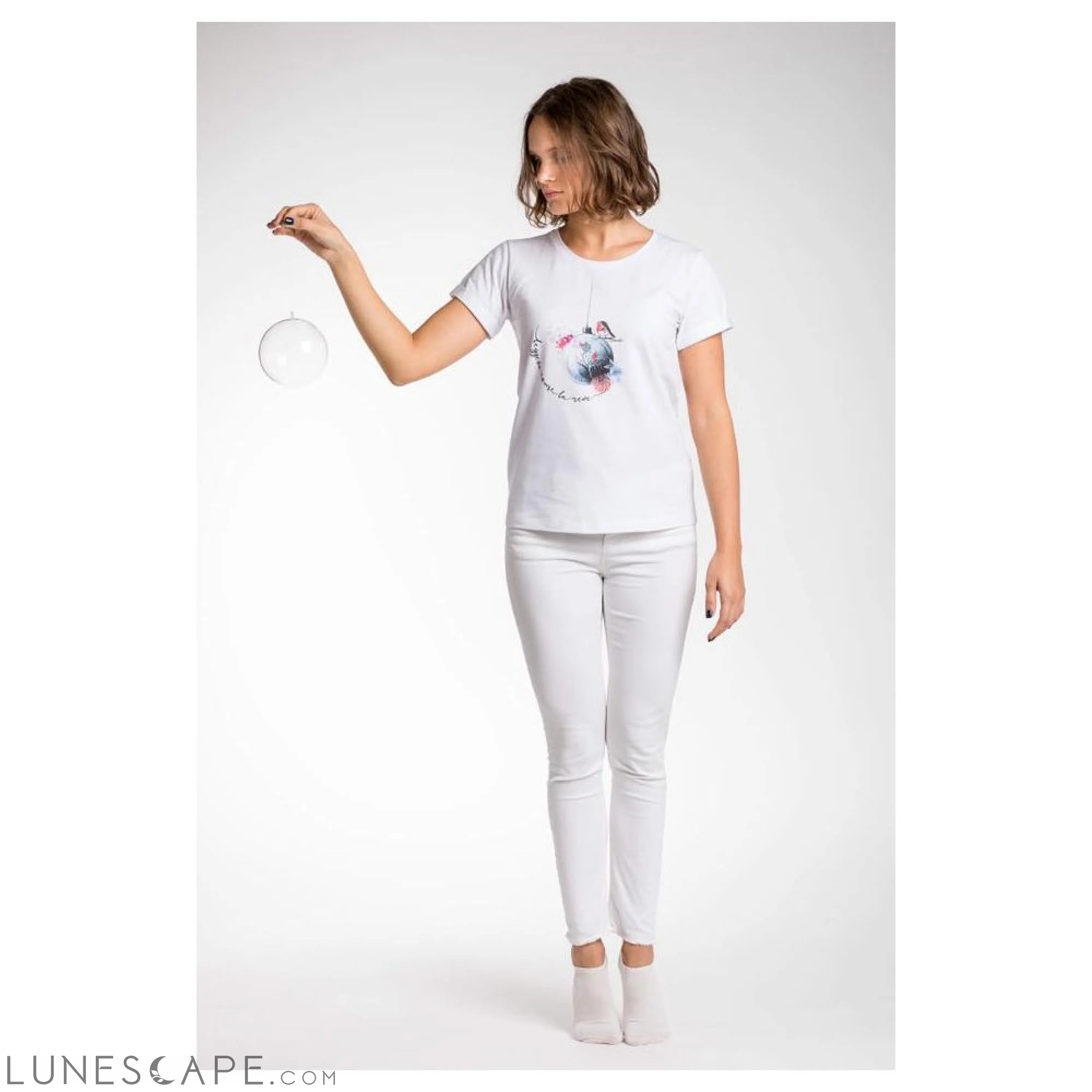 A.Tratti Chic White Stretch Viscose Tee