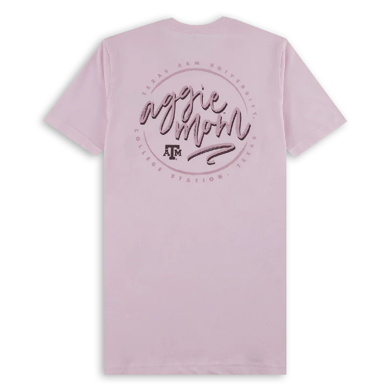 Texas A&M Pink Cursive Aggie Mom T-Shirt