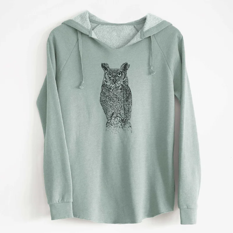 Bubo virginianus - Great Horned Owl - Cali Wave Hooded Sweatshirt