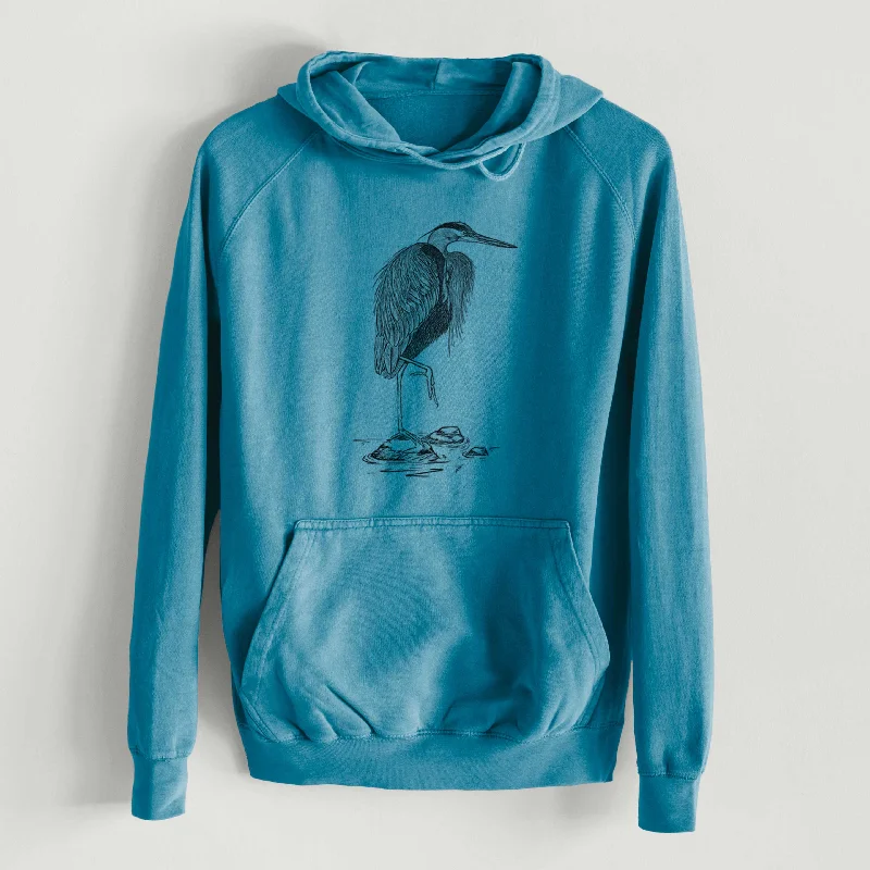 Ardea herodias - Great Blue Heron  - Mid-Weight Unisex Vintage 100% Cotton Hoodie