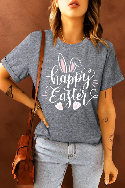 HAPPY EASTER Graphic Round Neck Tee