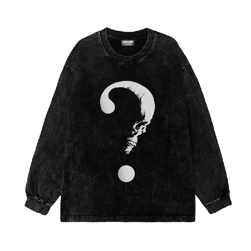 High Street Skull Question Mark Washed Sweatshirt