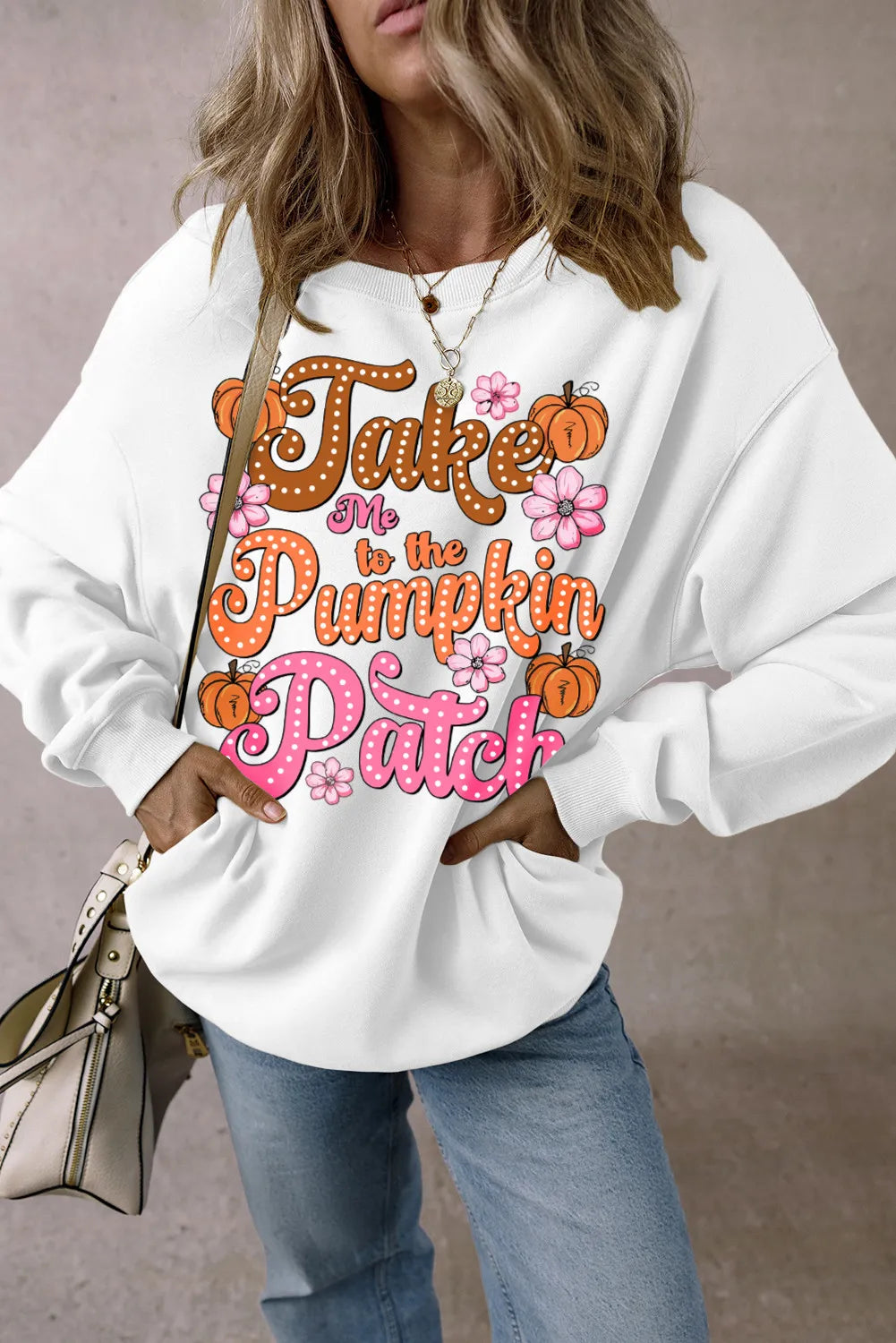 Take Me to the Pumpkin Patch Women's Graphic Long Sleeve Sweatshirt