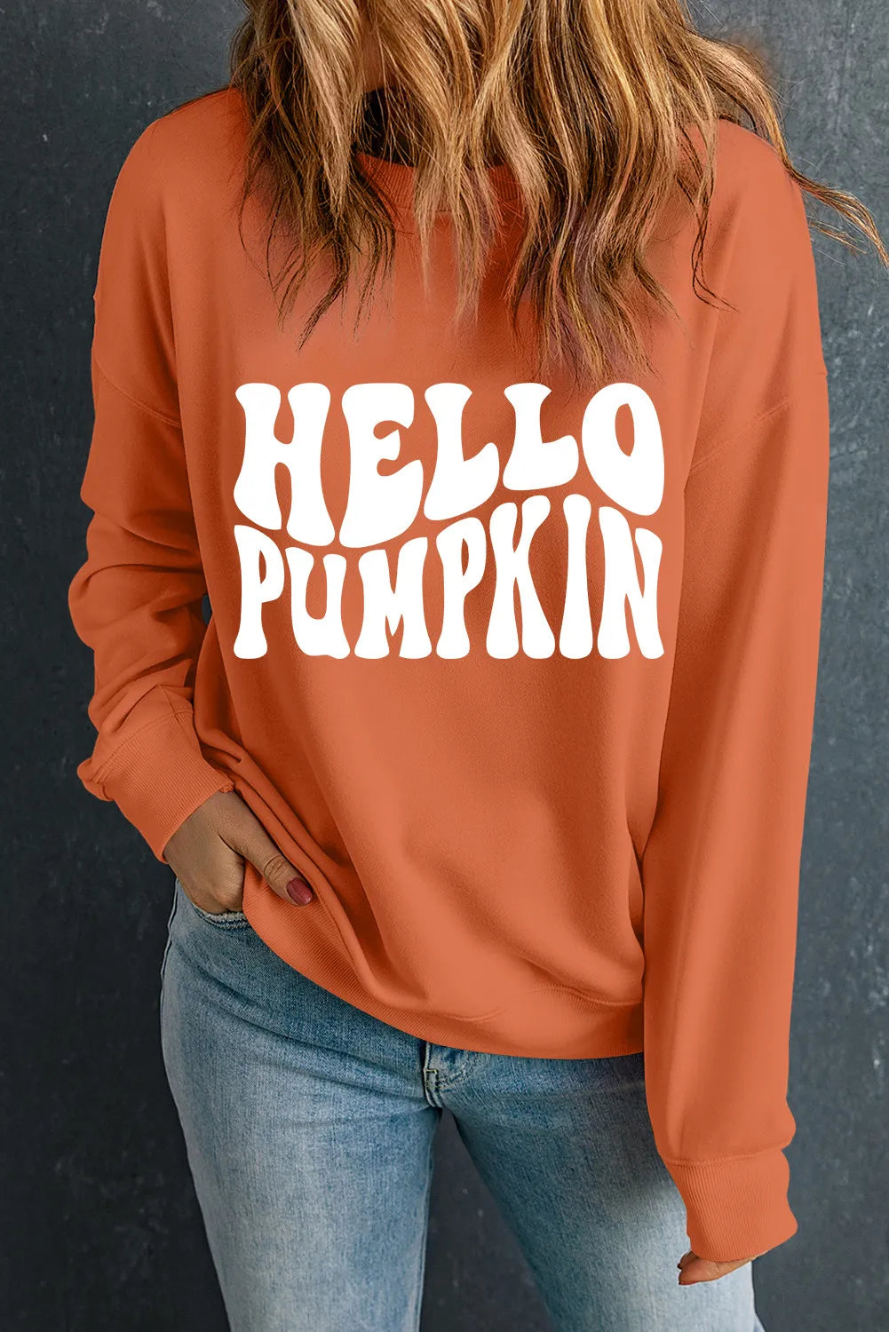 Hello Pumpkin Women's Graphic Long Sleeve Sweatshirt