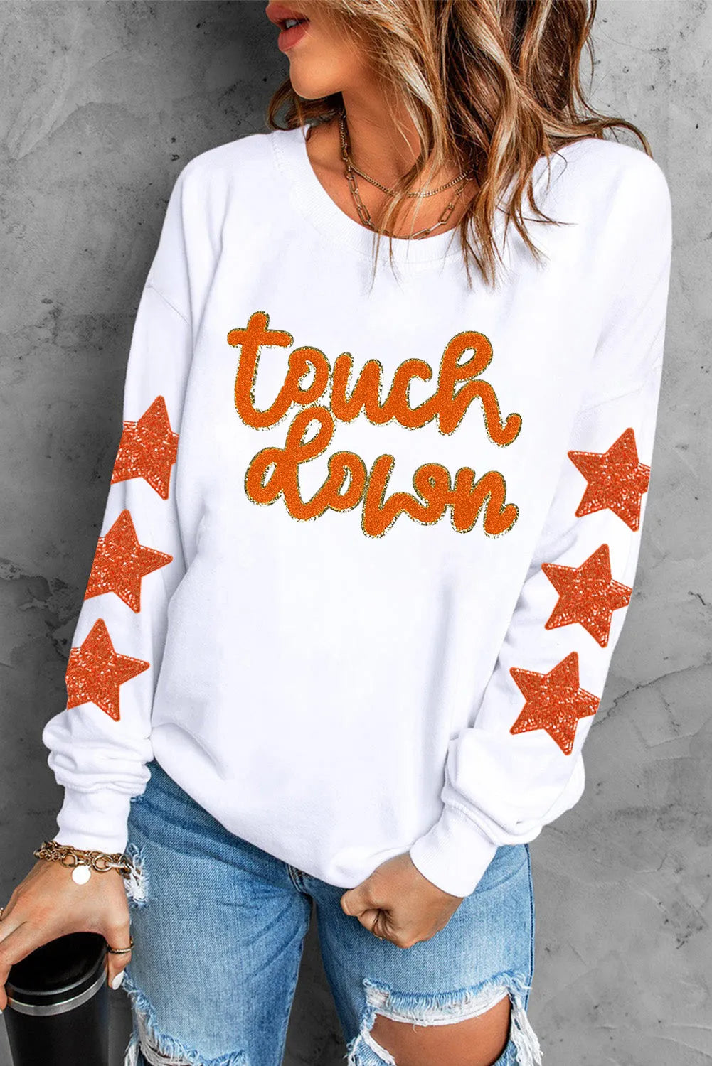 Touchdown & Star Women's Graphic Long Sleeve Sweatshirt