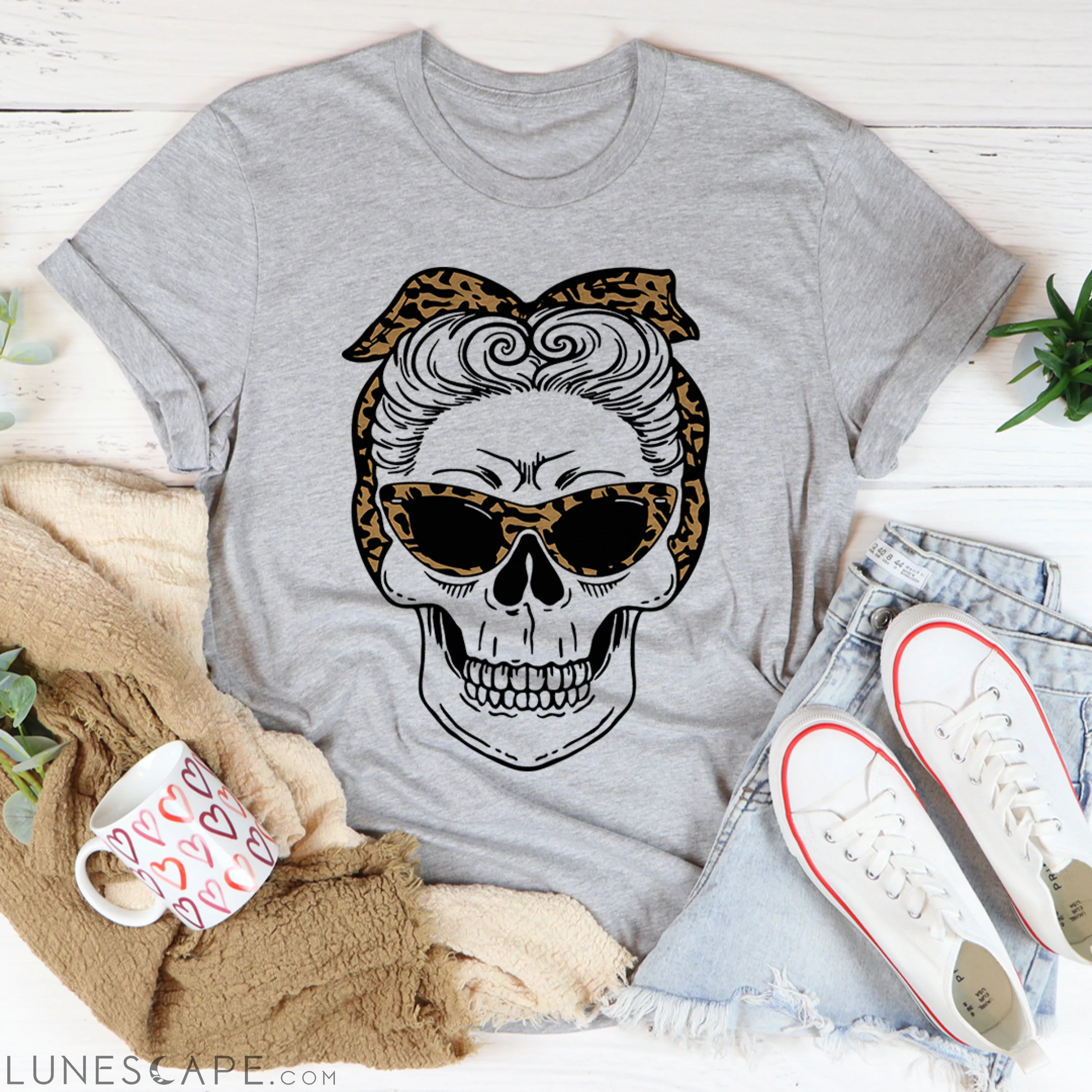 Skull With Leopard Bandana T-Shirt