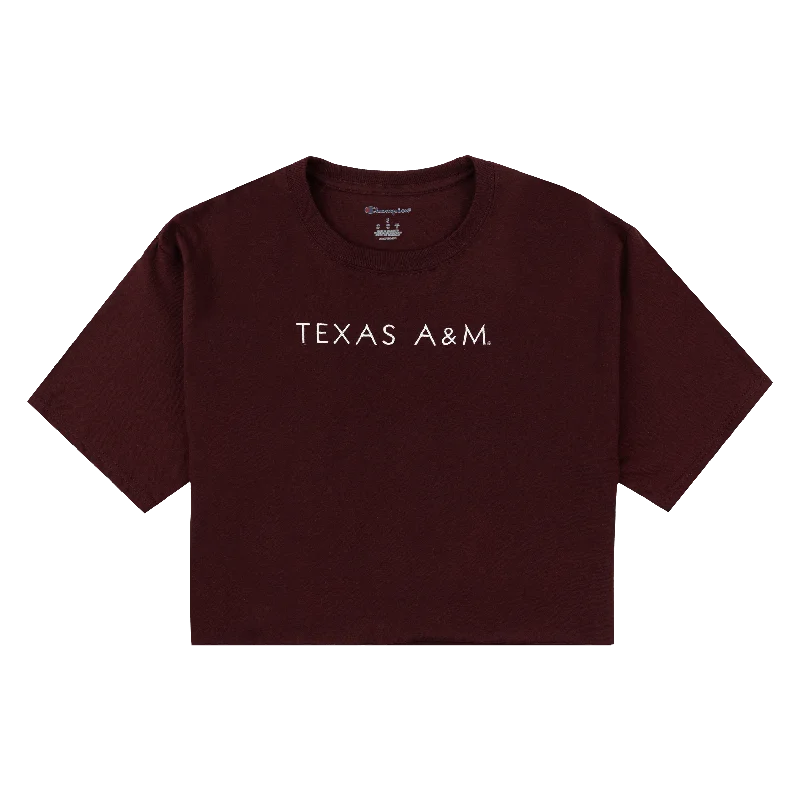 Texas A&M Embroidered Boyfriend Crop Tee