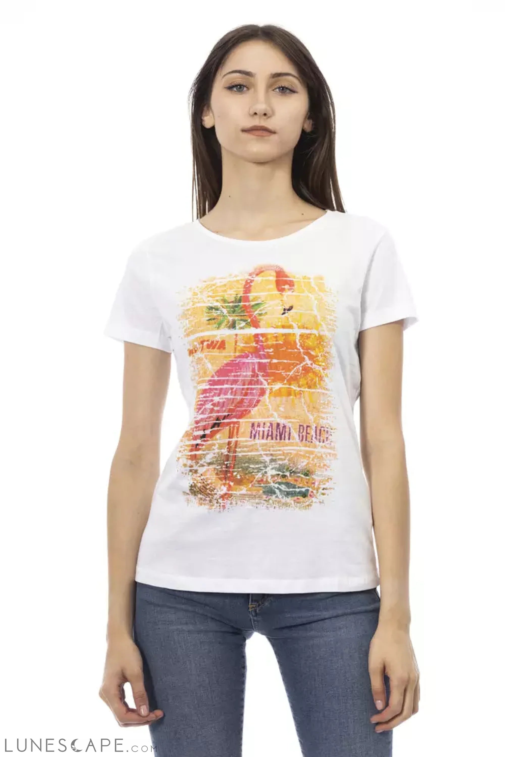 Trussardi Action Chic White Tee with Graphic Flair