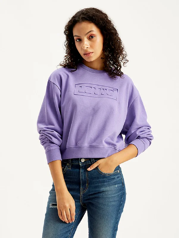 Women's Brand Logo Lavender Crew Neck Sweatshirt