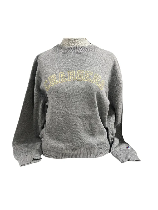 Women's sweatshirt, grey, yellow block chargers