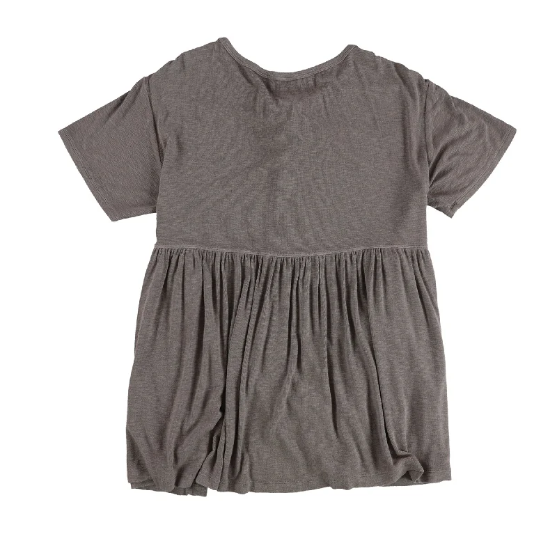 American Eagle Womens Oversized Lace Up Baby Doll Blouse, Brown, Small