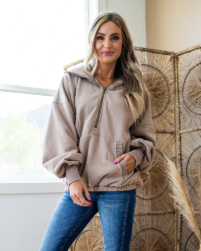 Ampersand Ave Oversized HalfZip Sweatshirt - Sand