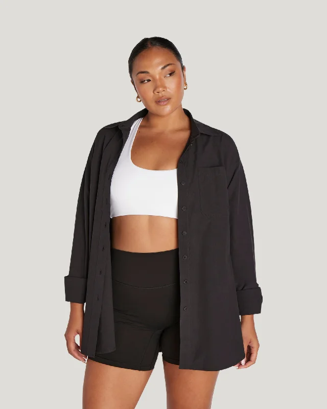 OVERSIZED BUTTON UP SHIRT - BLACK