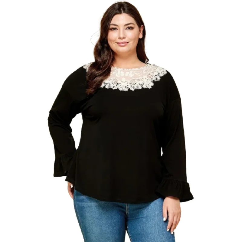 Plus Size Solid Long Sleeve Top